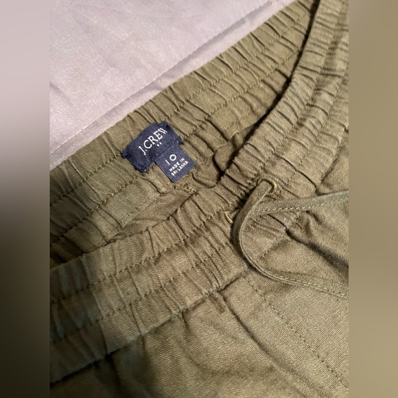 J Crew army green linen type pants size 10 - Picture 2 of 5